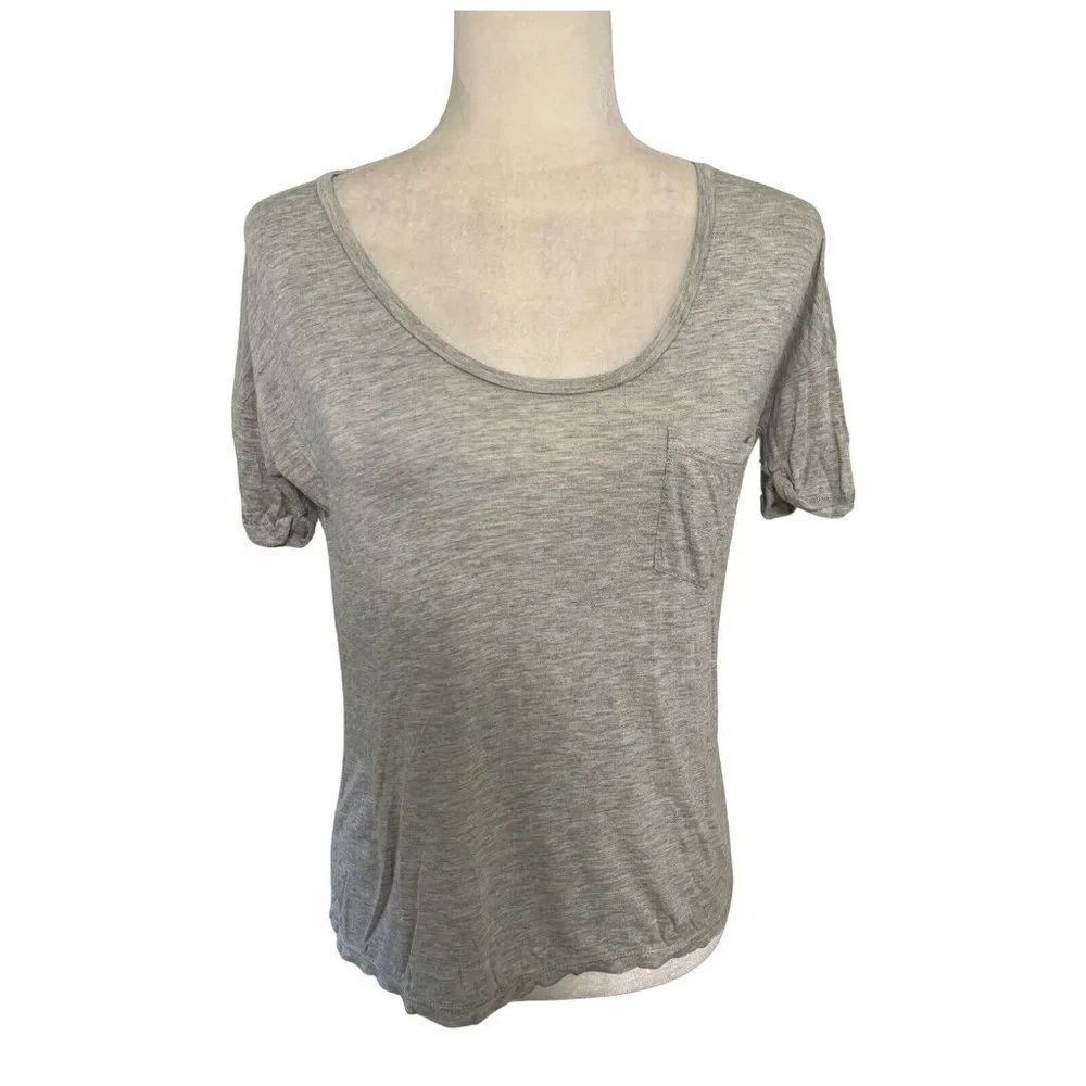 j crew womens solid gray Round Neck short sleeve top t shirt xs